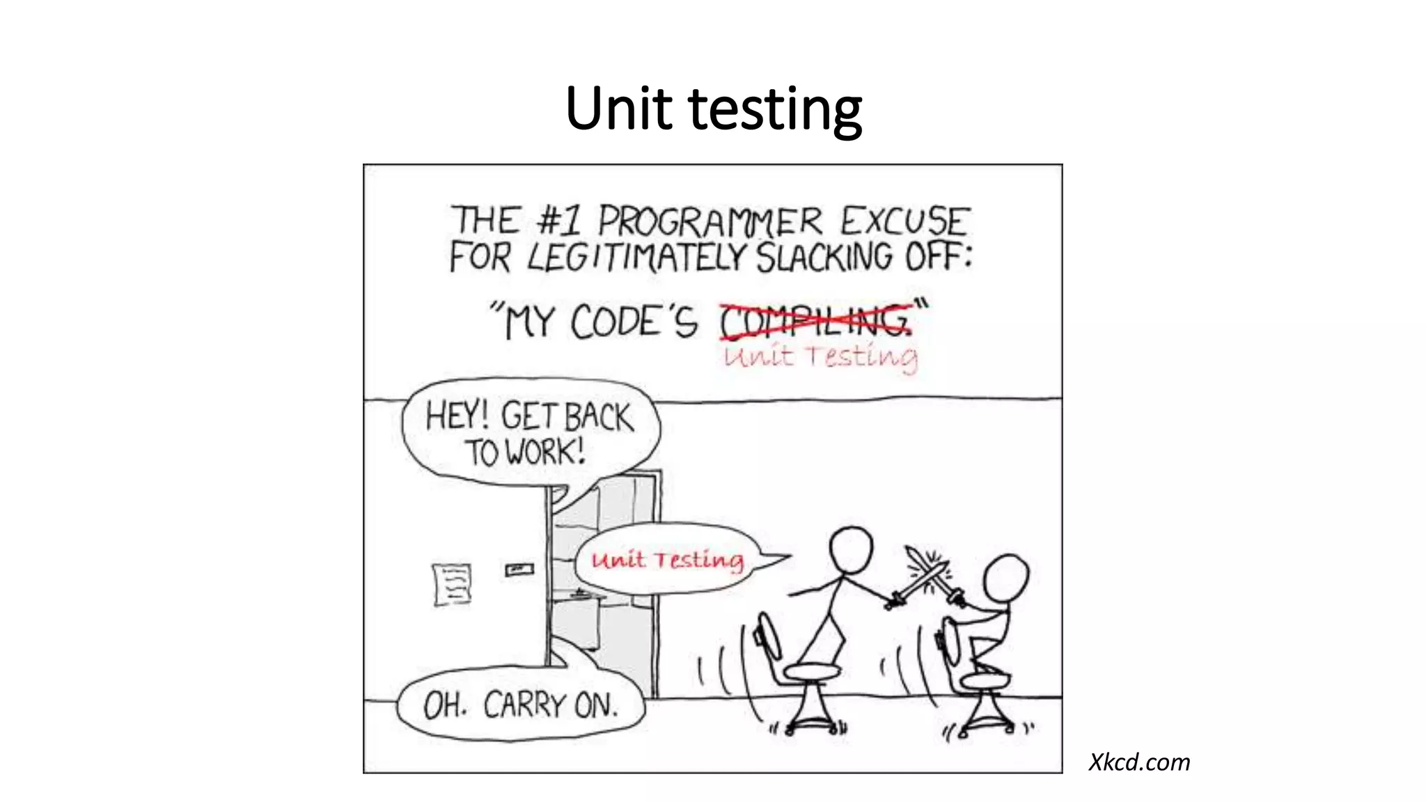Unit testing
Xkcd.com
 