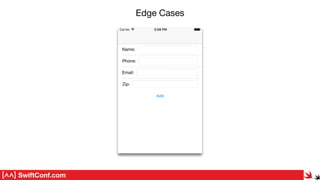 SwiftConf.com
Edge Cases
 