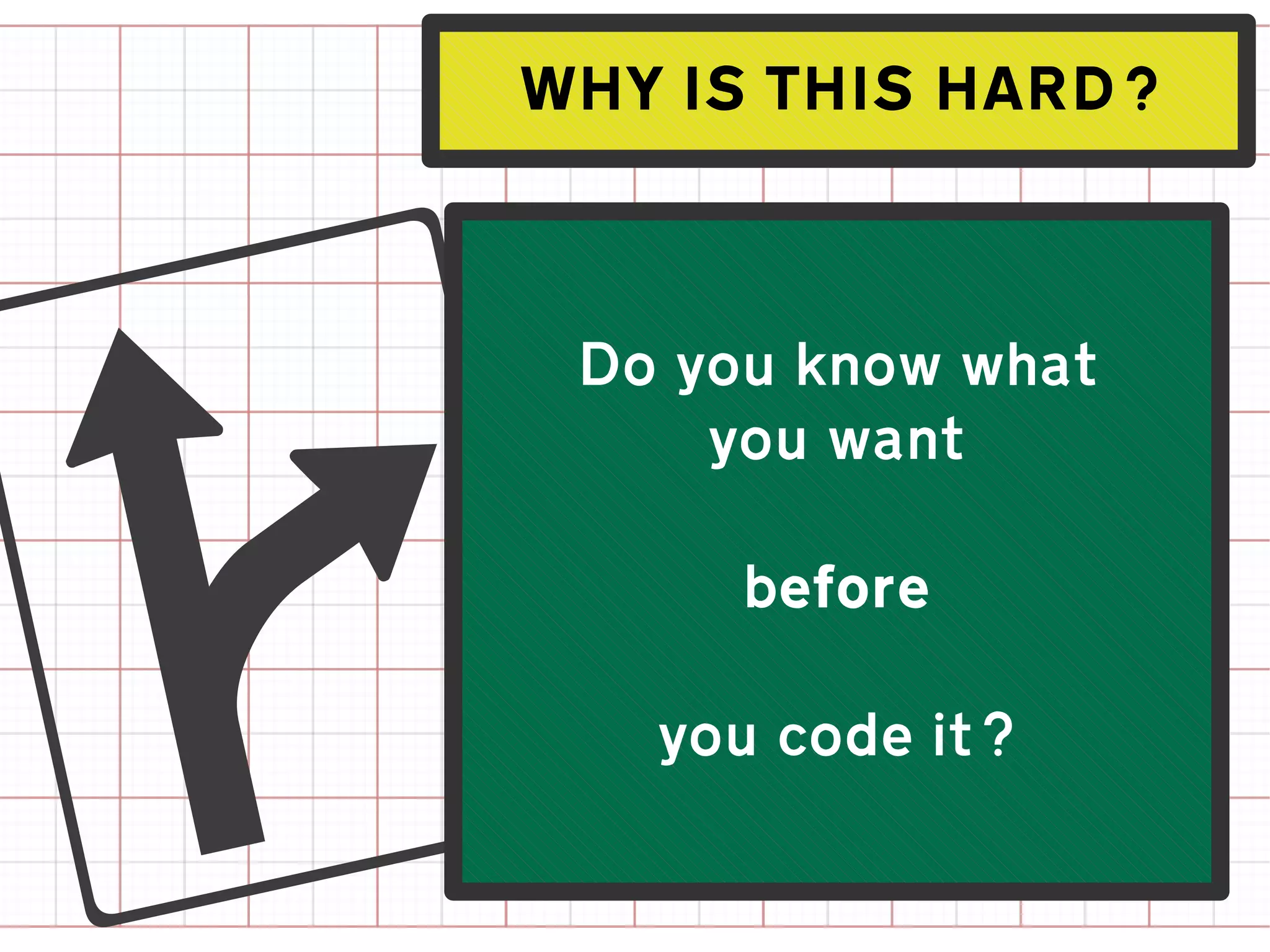 WHY IS THIS HARD?




l
 Do you know what
     you want

      before

    you code it?
 