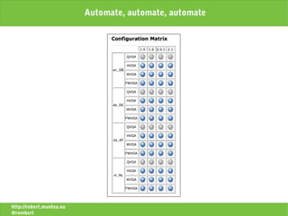 Automate, automate, automate




http://robert.muntea.nu
@rombert
 
