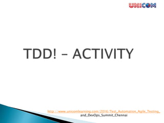 Test Driven Development - Workshop & Demo | PPTX