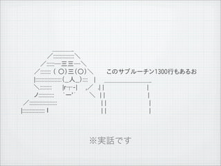 　 　 　　 　 　 ＿＿＿_
              　　　　　　　／::::::::::::::::＼
              　　　　 　／::::::─三三─＼
              　　　　／:::::::: （ ○）三（○）＼　　　このサブルーチン1300行もあるお
              　　　　|::::::::::::::::::::（__人__）:::: 　|　　＿＿＿＿＿＿＿_
              　 　　 ＼:::::::::　 　|r┬-| 　 ,／　.| |　　　　　　　　　　|
              　　　　ノ::::::::::::　　`ー'&acute;　　　＼　| |　　　　　　　　　　| 　
              　 ／:::::::::::::::::::::　　 　 　 　　 　　 | |　　　　　　　　　　| 　
              　|::::::::::::::::: ｌ 　　 　 　 　 　　　　　| |　　　　　　　　　　|




11   9   26
 