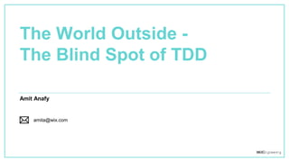 amita@wix.com
The World Outside -
The Blind Spot of TDD
Amit Anafy
 