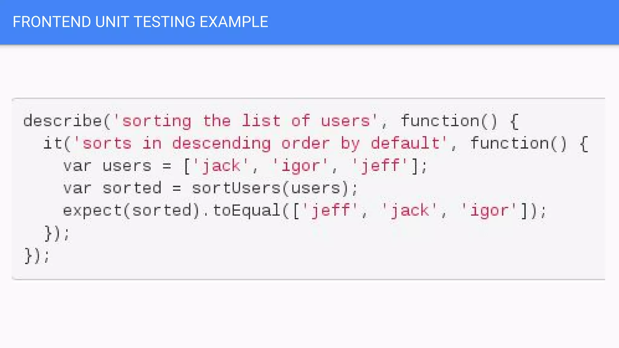 FRONTEND UNIT TESTING EXAMPLE