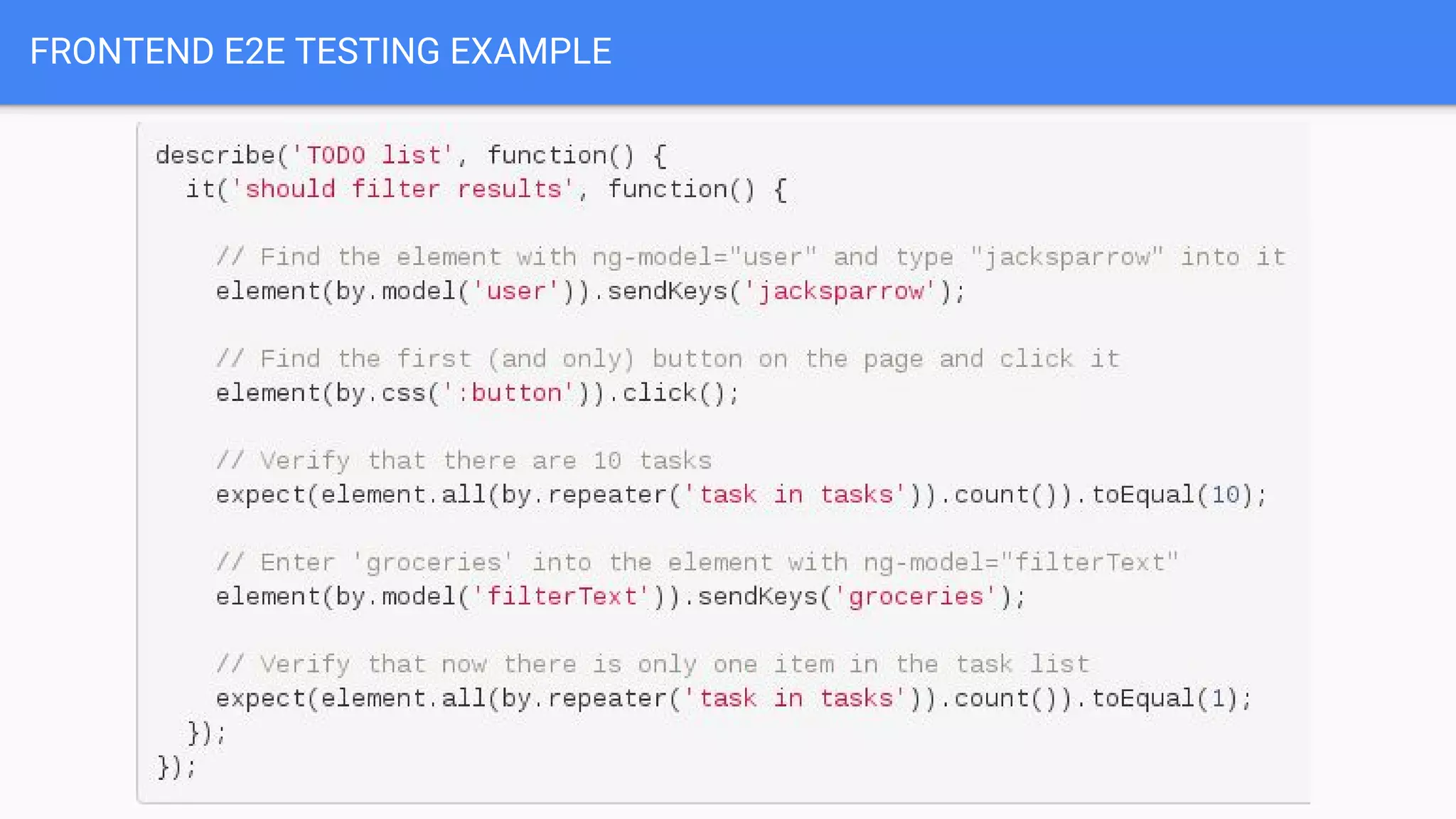 FRONTEND E2E TESTING EXAMPLE