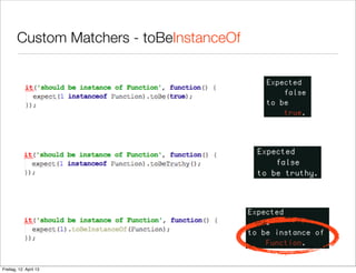 Custom Matchers - toBeInstanceOf
Freitag, 12. April 13
 