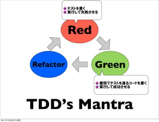 Red

                 Refactor         Green



                 TDD’s Mantra
2011   10   22
 
