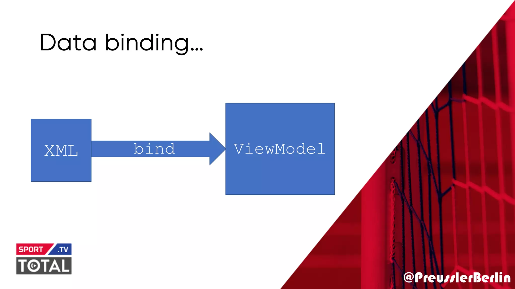 @PreusslerBerlin
Data binding…
XML ViewModelbind
 