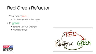 @PreusslerBerlin
Red Green Refactor
• You need red:
• as no one tests the tests
• In green:
• Speed trumps design!
• Make it dirty!
 