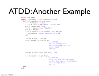 ATDD: Another Example
                          Acceptance test:
                          class FluffyTest < Test::Unit::...