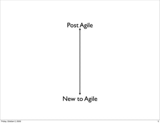 Post Agile




                          New to Agile


Friday, October 2, 2009                  5
 