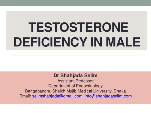 Testosterone Deficiency In Male By Dr Selim - 