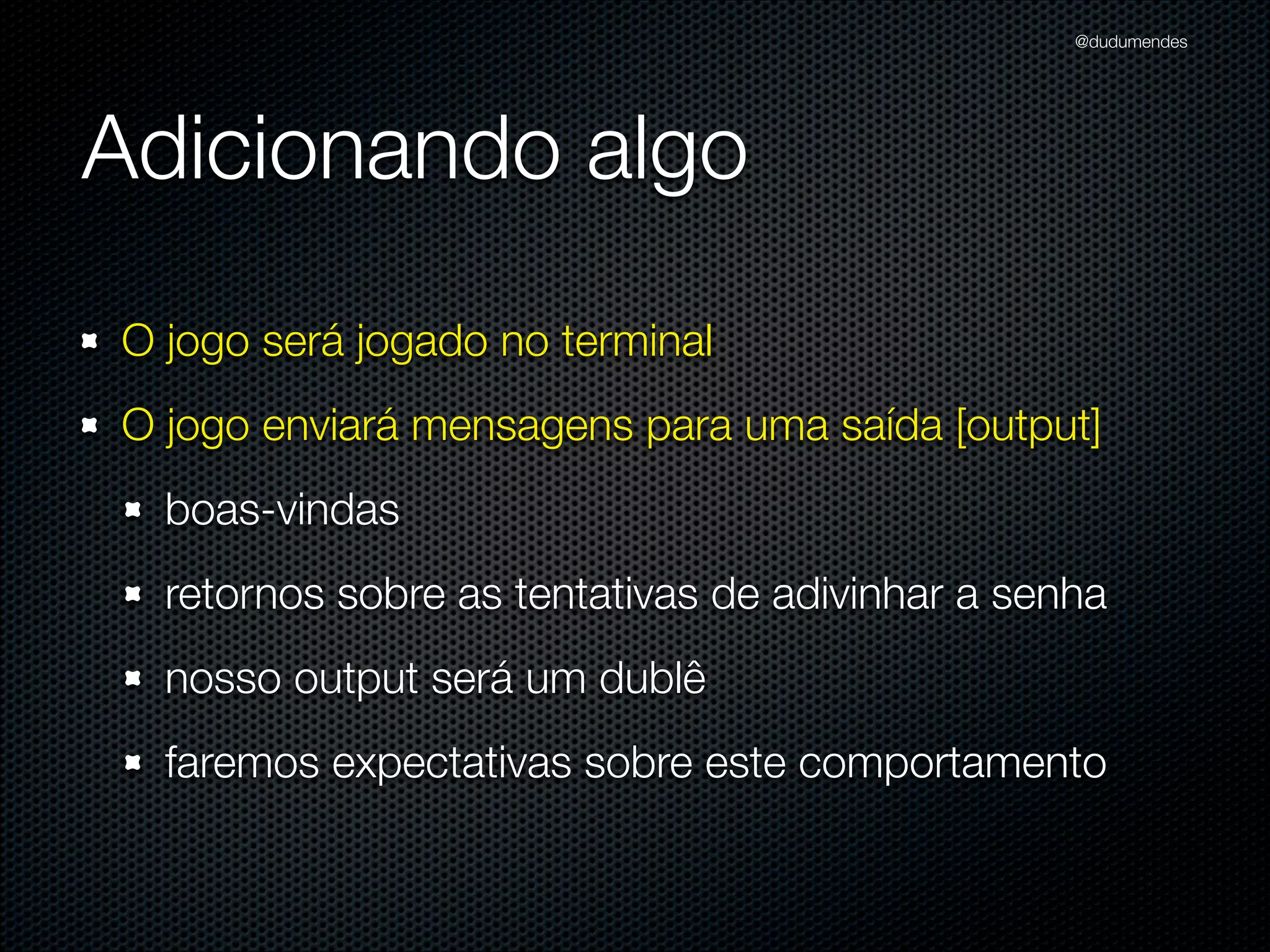 Jogo Senha
Um Jogo que gera uma senha de 04
posições com os algarismos 1, 2, 3, 4
!

O jogador tenta adivinhar a senha
através de uma contra-senha
!

O Jogo é capaz de avaliar a contrasenha

 