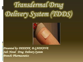  Presented by: DEEPAK B.GADHAVE
 Sub: Novel Drug Delivery System
 Branch: Pharmaceutics
 