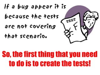 If a bug appear it is
because the tests
are not covering
that scenario.


So, the first thing that you need
  to do is to create the tests!
 