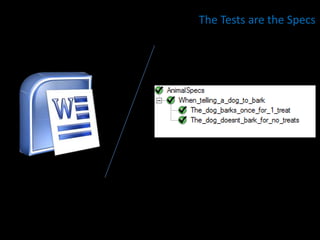 The Tests are the Specs
 