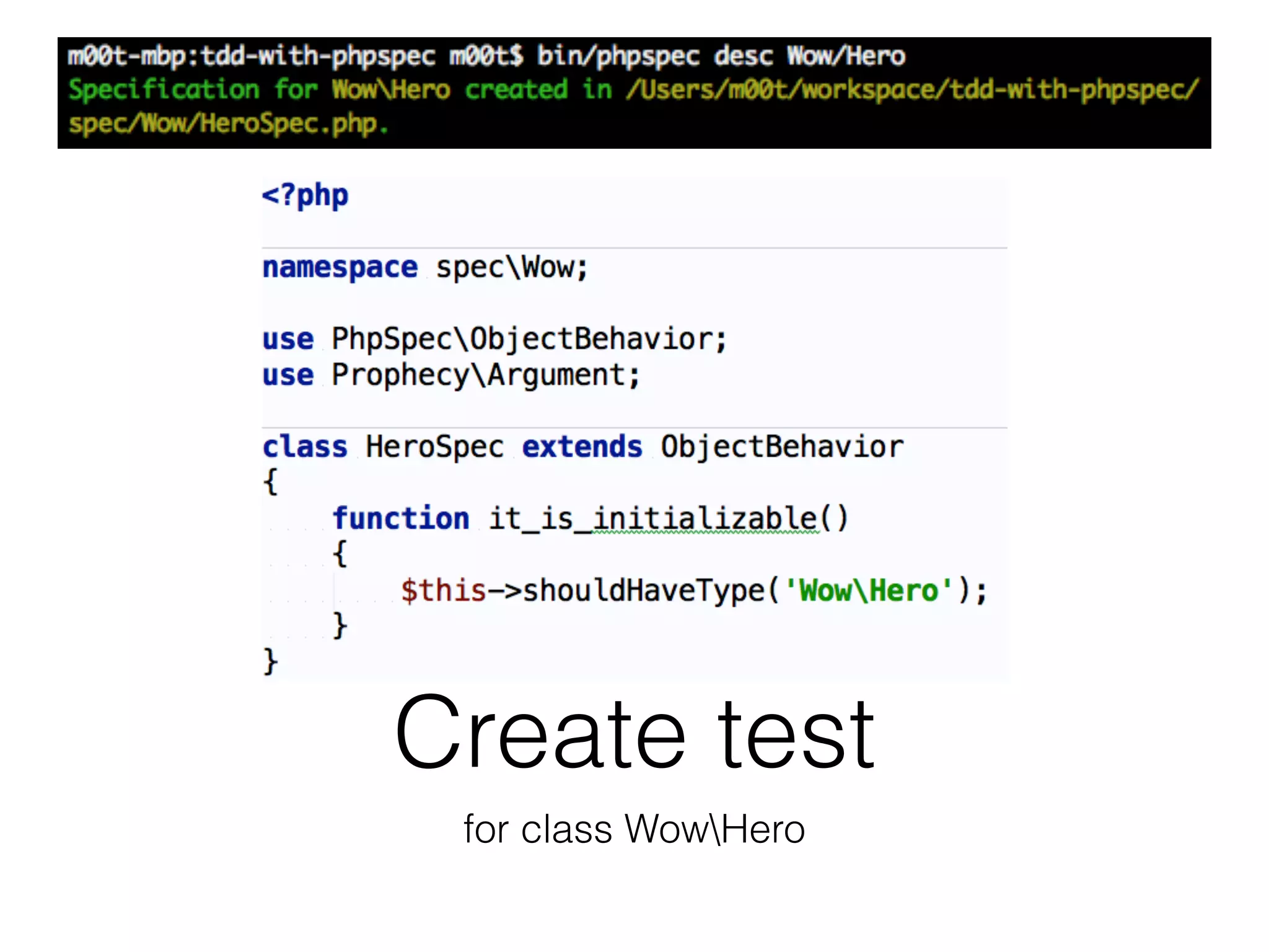 Create test
for class WowHero
 