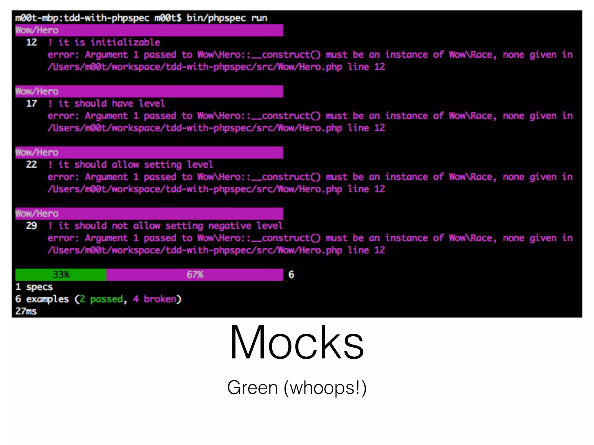 Mocks
Green (whoops!)
 