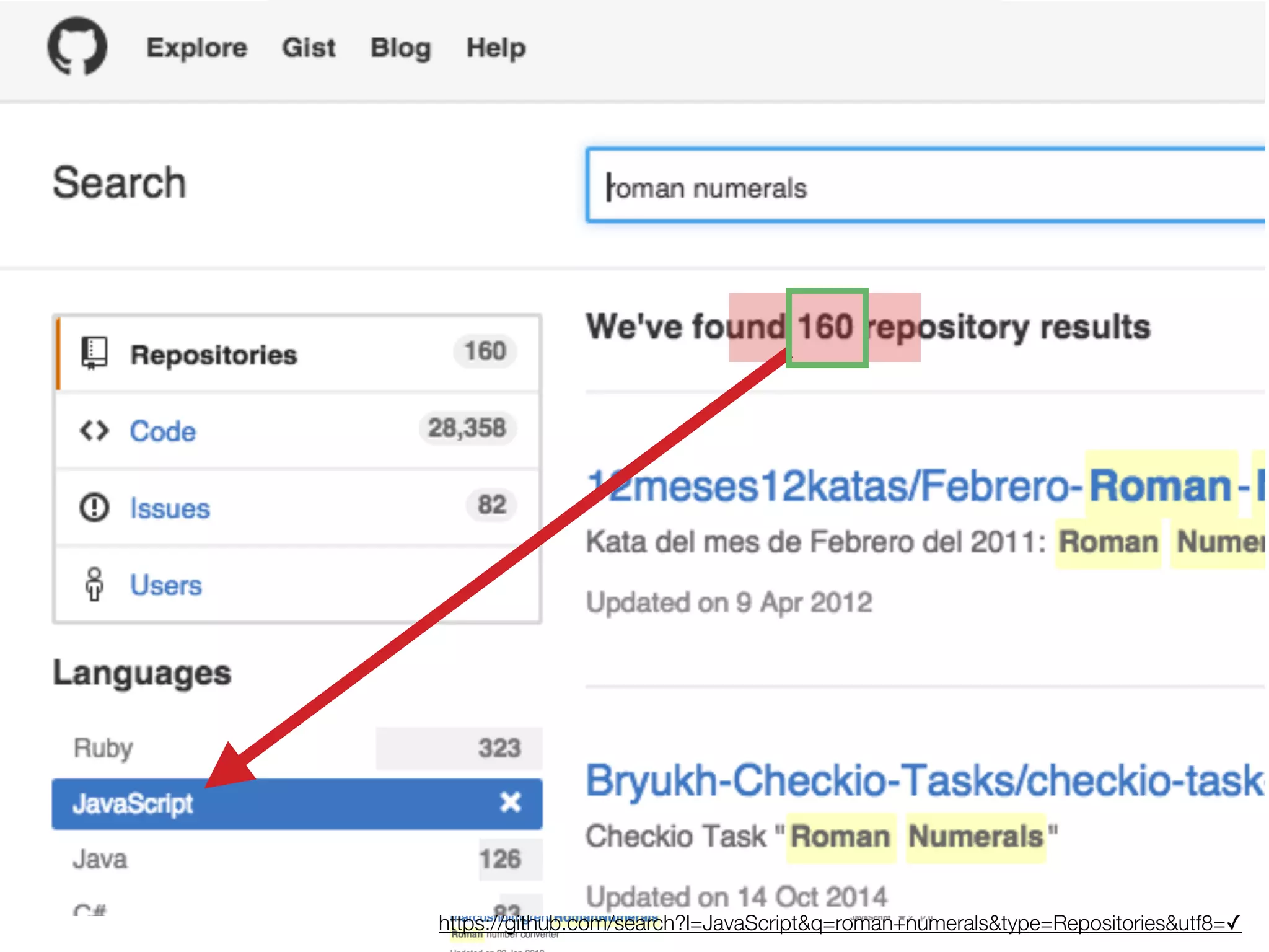 https://github.com/search?l=JavaScript&q=roman+numerals&type=Repositories&utf8=✓
 