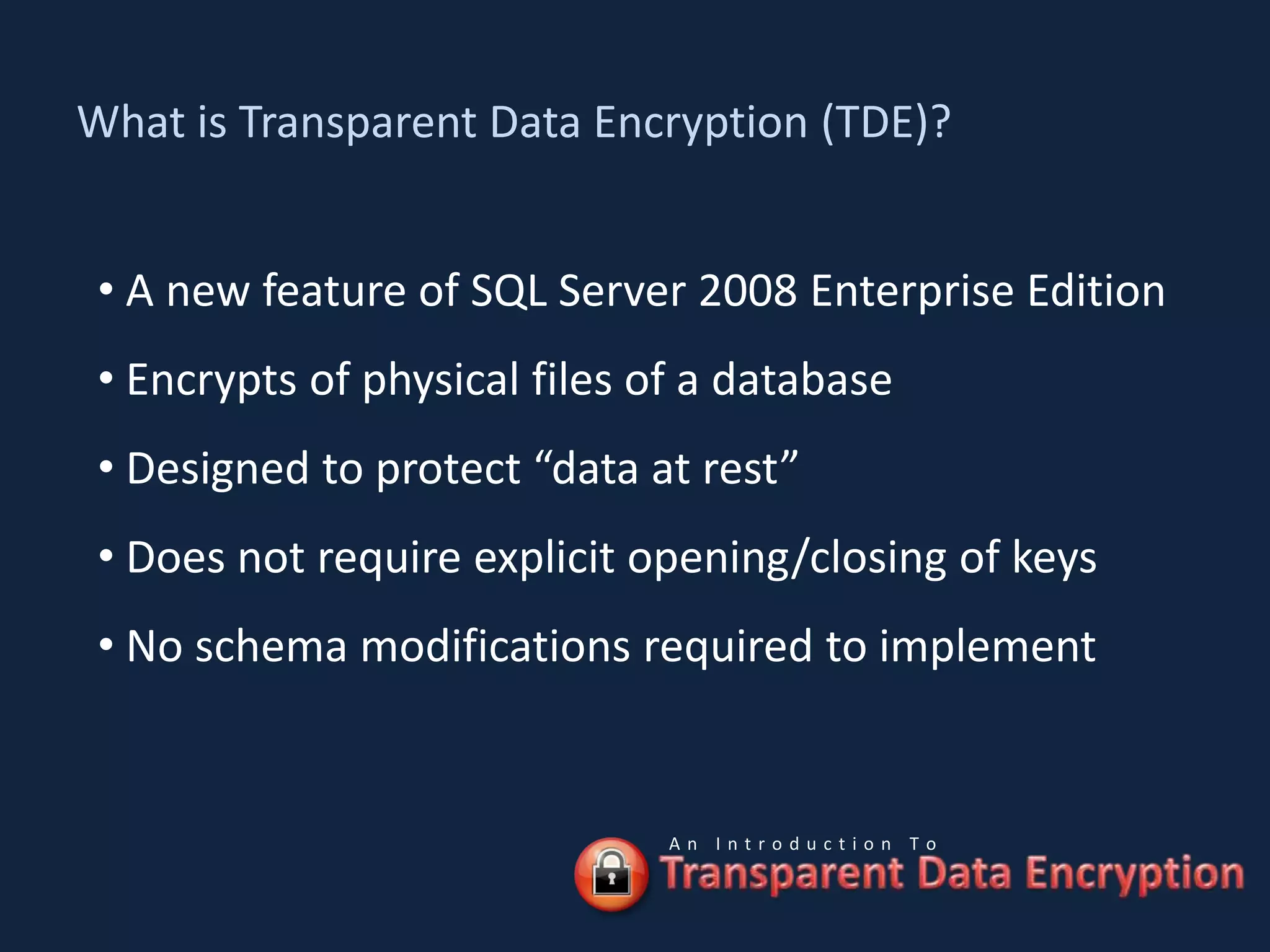 Transparent Data Encryption | PPTX | Databases | Computer Software and ...