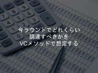 今ラウンドでどれくらい
調達すべきかを
VCメソッドで想定する
 