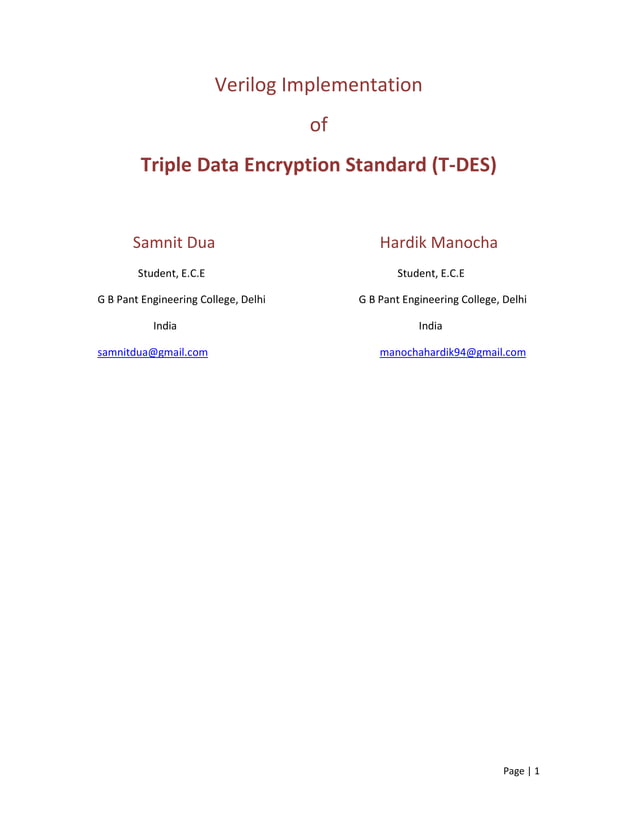Triple Data Encryption Standard (tDES) PDF