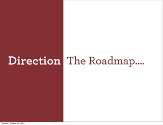 Direction The Roadmap....



Tuesday, October 16, 2012
 