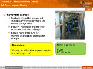 Reciving Storage Food and Beverage Management - Unit 9 | PPT