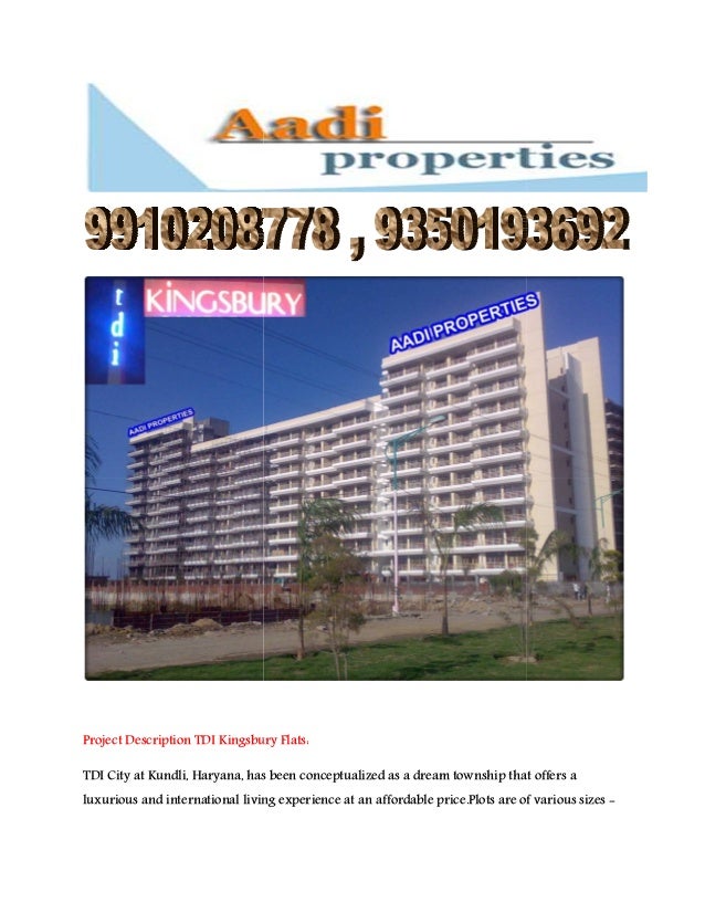 Apartment Tdi Kingsbury 234Bhk Sale 9910208778