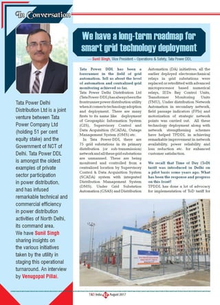 Mr. Sunil Singh's Interview in T&D India Magazine August 2017 Edition