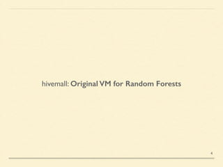 hivemall: Original VM for Random Forests
4
 