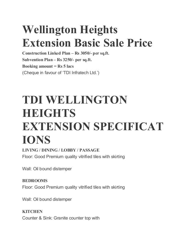 TDI Wellington Heights Extension Apartments in Mohali Sector 117