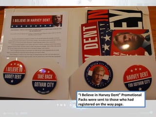 “I Believe in Harvey Dent” Promotional 
Packs were sent to those who had 
registered on the way page. 
 