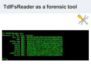 TdlFsReader as a forensic tool
 