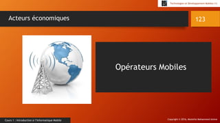 Copyright © 2016, Mostefai Mohammed Amine
Technologies et Développement Mobiles (1)
Cours 1 : Introduction à l’Informatique Mobile
123Acteurs économiques
Opérateurs Mobiles
 