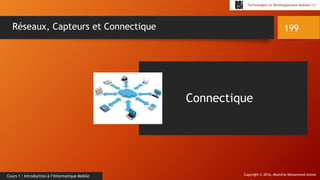 Copyright © 2016, Mostefai Mohammed Amine
Technologies et Développement Mobiles (1)
Cours 1 : Introduction à l’Informatique Mobile
199Réseaux, Capteurs et Connectique
Connectique
 