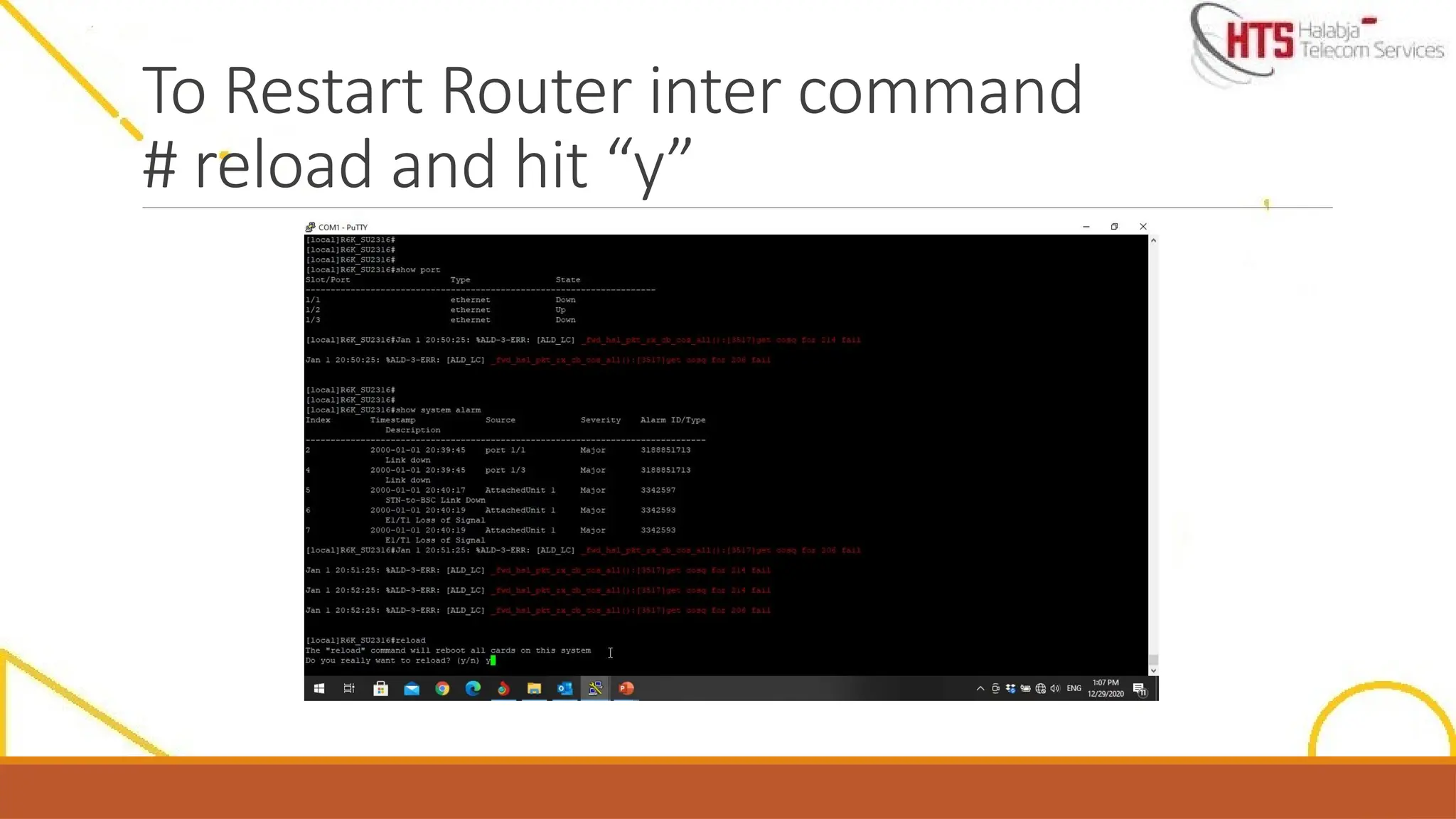 To Restart Router inter command
# reload and hit “y”
 