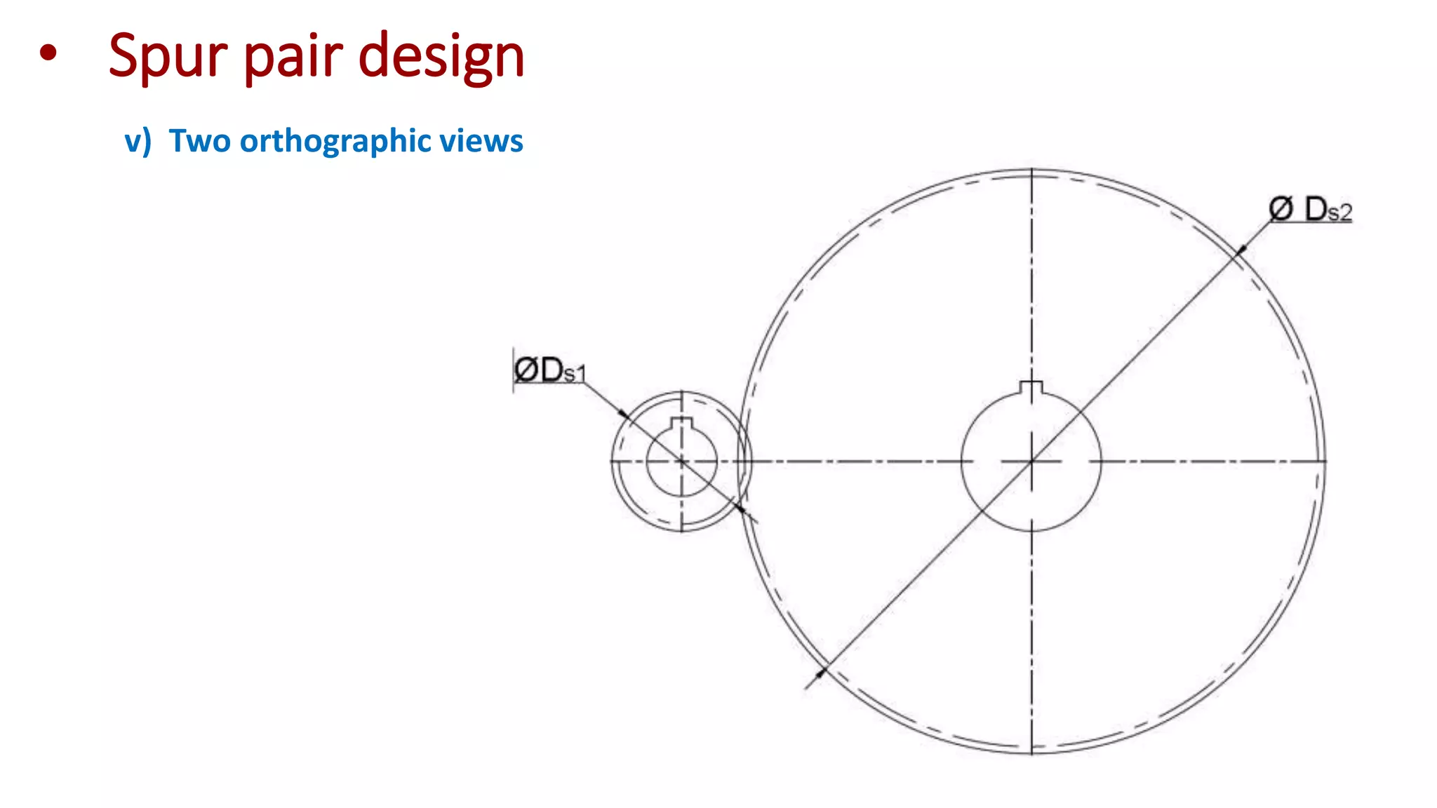• Spur pair design
v) Two orthographic views
 