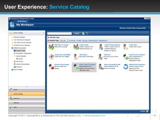 User Experience: Service Catalog Copyright © 2011. empowerID is a trademark of The Dot Net Factory, LLC.  |www.empowerid.com 1 