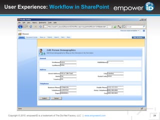 User Experience: Service CatalogCopyright © 2010. empowerID is a trademark of The Dot Net Factory, LLC.  |www.TheDotNetFactory.com21