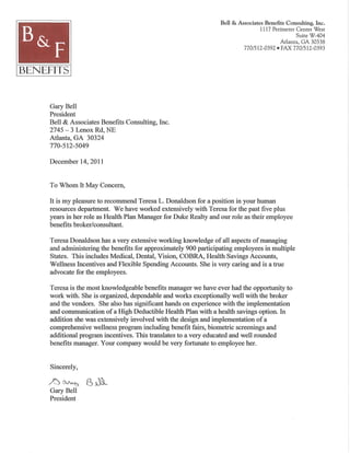 T donaldson reference letter