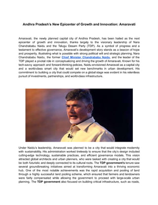 Andhra Pradesh’s New Epicenter of Growth and Innovation: Amaravati