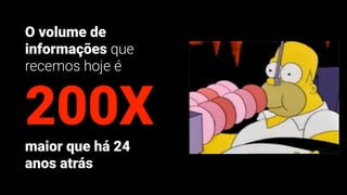 O volume de
informações que
recemos hoje é
200X
maior que há 24
anos atrás
 