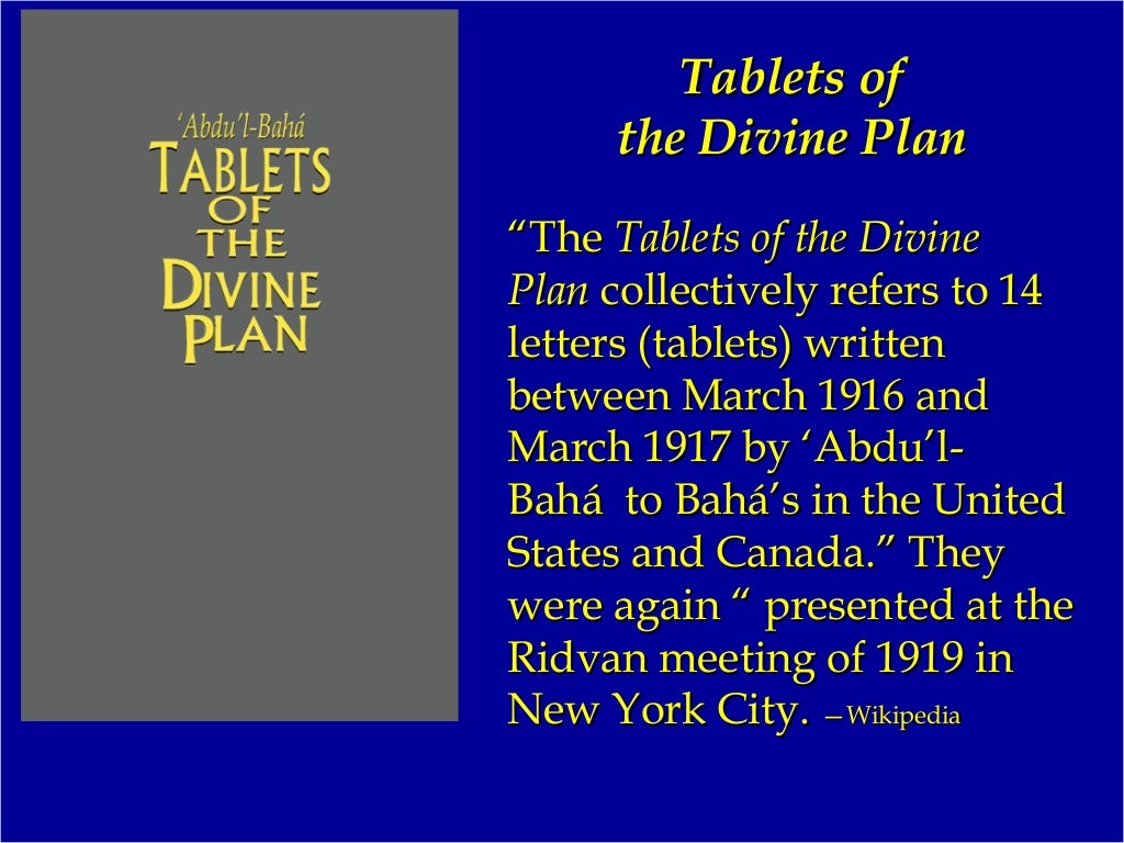 Tablets of the Divine Plan A PowerPoint Presentation