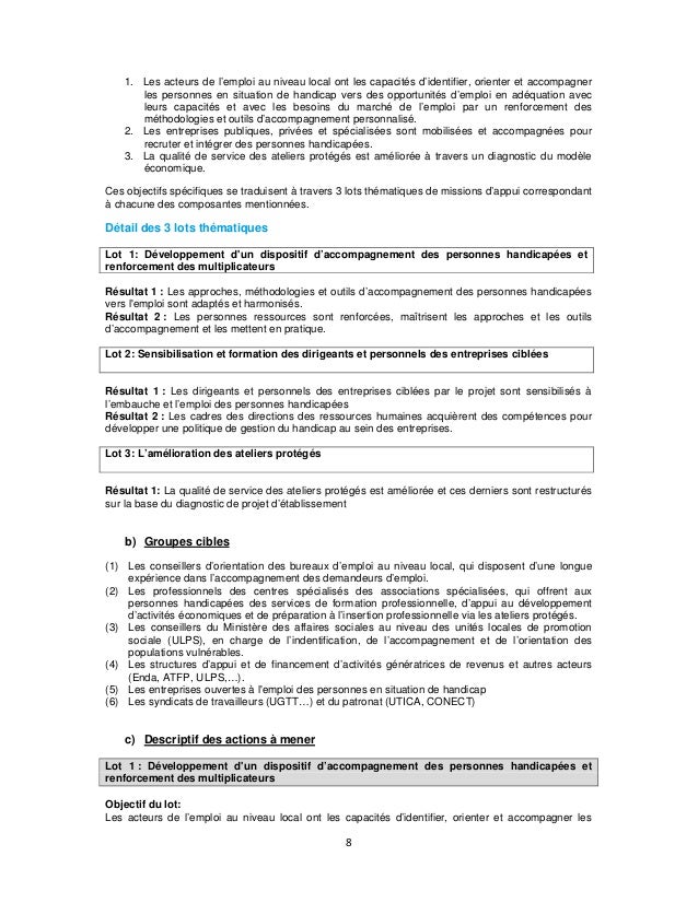 Tdr assistance technique au projet d’insertion professionnelle des pe…