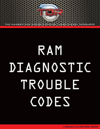 RAM
DIAGNOSTIC
TROUBLE
CODES
A Publication of the TURBO DIESEL REGISTER
 