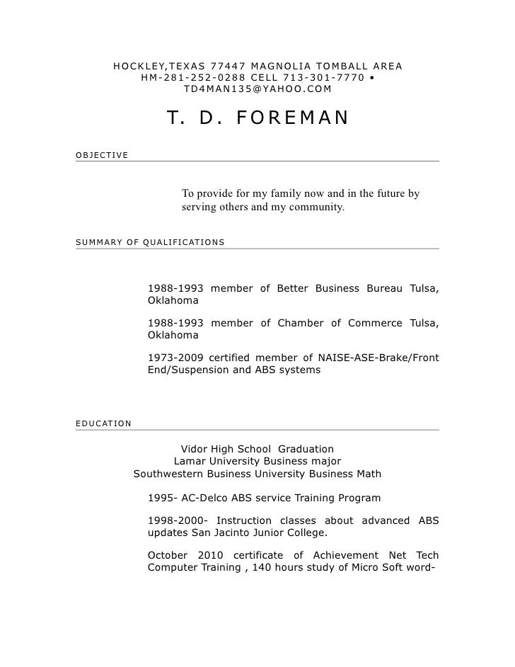 td resume 2011 td resume