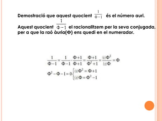 L’ANTIGA GRECIAEl símbol de l’escola pitagòrica i pel qual es reconeixien entre si, ja que tots els germans pitagòrics el portaven, era una estrella de 5 puntes inscrita en un pentàgon que ells anomenaven pentalfa (cinc alfes). Van calcular la relació que existeix entre una diagonal i un costat del pentàgon i van trobar que era sempre la mateixa, la proporció àuria.