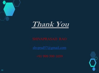 Thank You
SHIVAPRASAD RAO
shvprsd57@gmail.com
+91 999 599 1059
90
 