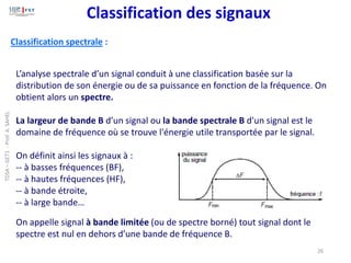Classification spectrale :
L’analyse spectrale d’un signal conduit à une classification basée sur la
distribution de son é...